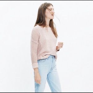 Madewell Marled Plaza Pullover Sweater Pink Small